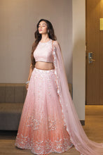 Sunset Bloom Ombre Lehenga with 3D Floral Embroidery