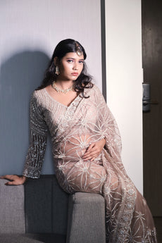 Golden Radiance Diamond Embroidered Saree