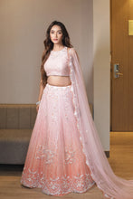 Sunset Bloom Ombre Lehenga with 3D Floral Embroidery