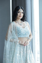 Celestial Charm Light Blue Embroidered Net Lehenga