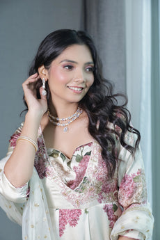 Ivory Blossom Floral Anarkali Set