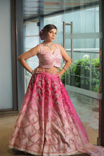 Pink Ombre Embroidered  Lehenga