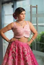 Pink Ombre Embroidered  Lehenga