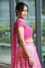 Dreamy Pink Ombre Lehenga with 3D Floral Detailing
