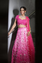 Dreamy Pink Ombre Lehenga with 3D Floral Detailing