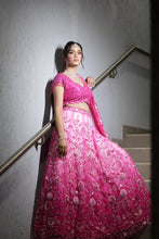 Dreamy Pink Ombre Lehenga with 3D Floral Detailing