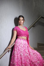 Dreamy Pink Ombre Lehenga with 3D Floral Detailing