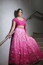 Dreamy Pink Ombre Lehenga with 3D Floral Detailing