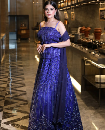 Eternal Elegance Royal Blue Corset Lehenga