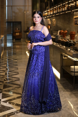 Eternal Elegance Royal Blue Corset Lehenga