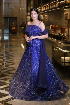 Eternal Elegance Royal Blue Corset Lehenga