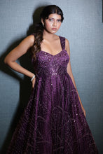 Majestic Deep Purple Embroidered Gown