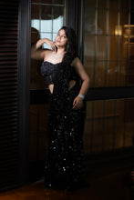 Black Sequin Glamour Draped Saree