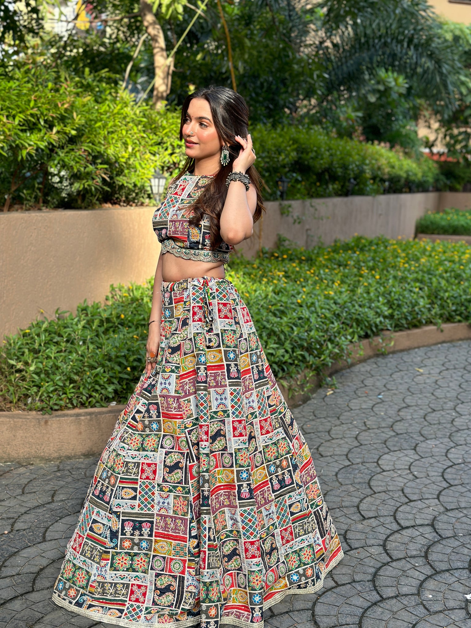 KALISTA- Multicolour Gray lehenga SequINS With Resham Work