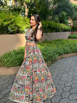 KALISTA- Multicolour Resham Work Gray Lehenga