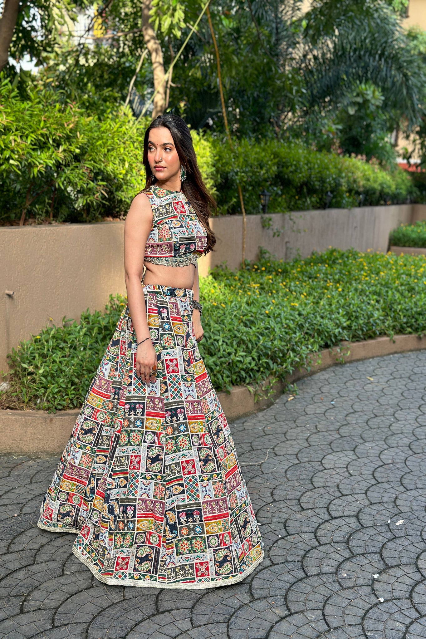 KALISTA- Multicolour Gray lehenga SequINS With Resham Work