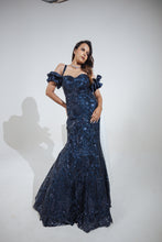 ADARA - Navy Blue  Mermaid Gown in net with sequins & cutdana work