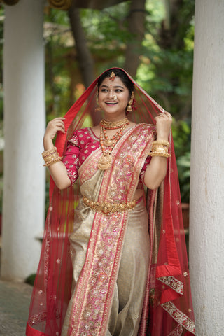 Mystic Grey Designer Silk Saree