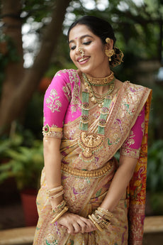 Luminous Gold Silk Saree
