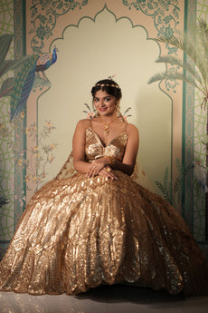 Golden Glow Sequin Lehenga
