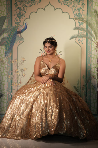 Golden Glow Sequin Lehenga