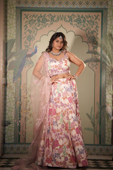 White Blossom Lehenga with Sequin Detailing