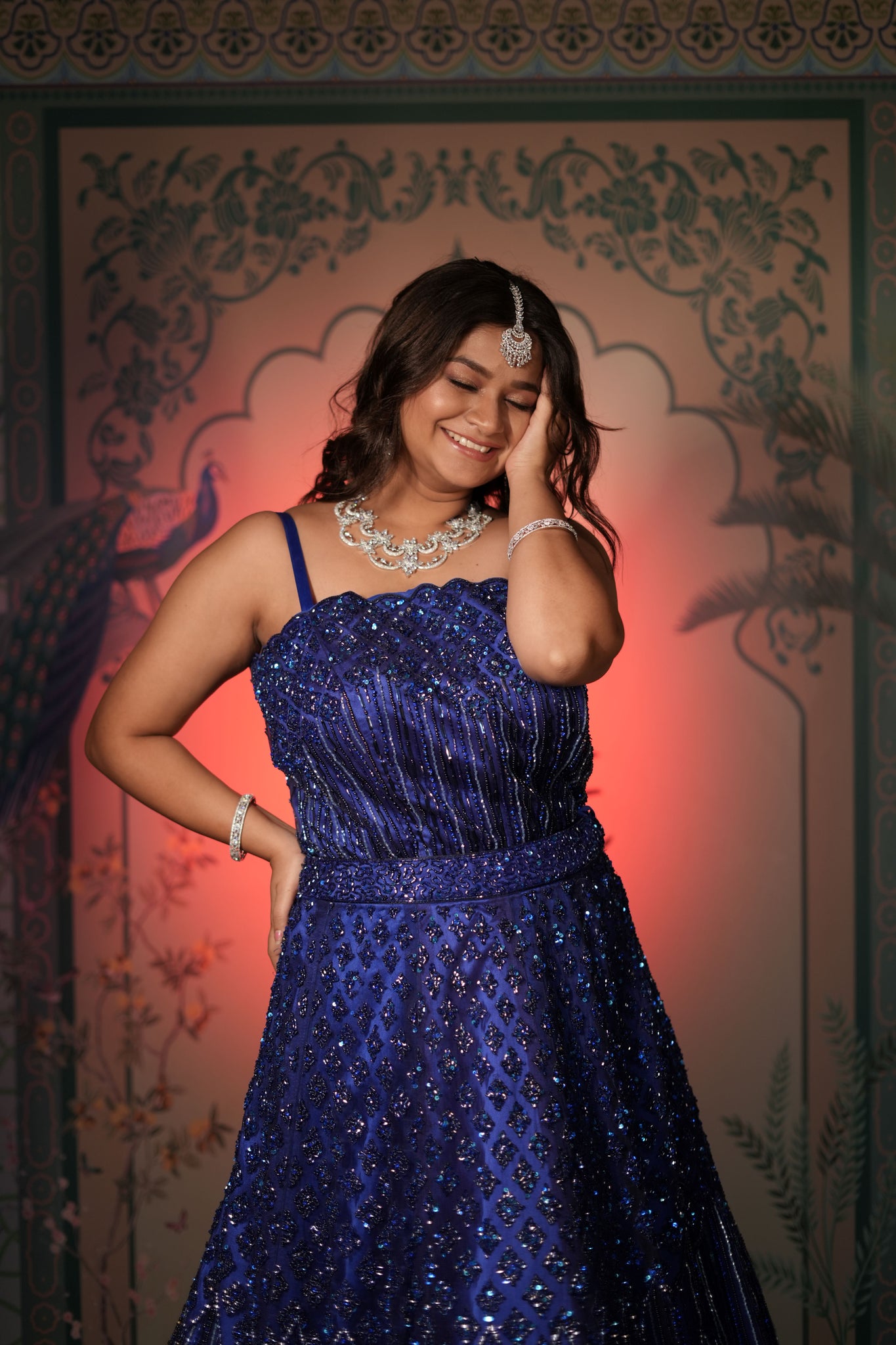 Deep Sapphire Corset Lehenga
