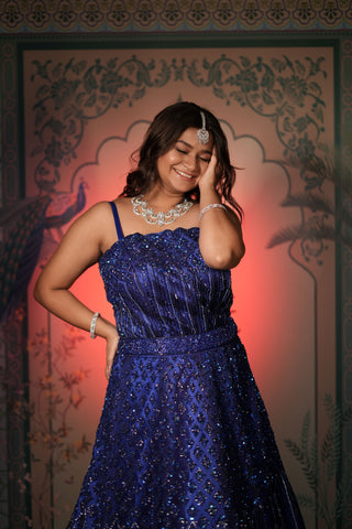 Deep Sapphire Corset Lehenga