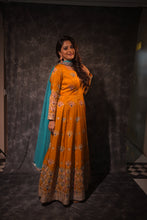 Anaash ORANGE  Embriodered Sequins Work Anarkali With Dupatta Butti Work With Border.