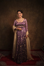 Anaash Purple Viscose Sequins Work Anarkali With Dupatta Butti Work With Border.