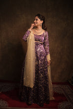 Anaash Purple Viscose Sequins Work Anarkali With Dupatta Butti Work With Border.