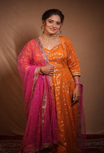 Anaash RUST  Sequins Work Anarkali With Dupatta Butti Work With Border.