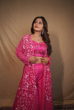 ALISHA - Magenta -  Hand Embroidered Jacket Plazoo Full Set .