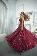 ZOSIA -BURGUNDY Red - Embroidered net Gown in sequins and cutdana work.