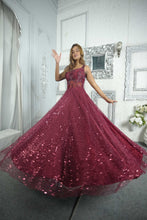 ZOSIA -BURGUNDY Red - Embroidered net Gown in sequins and cutdana work.