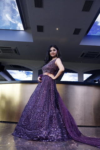 Royal Enigma Burgandy Embroidered Lehenga