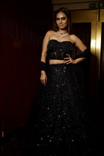 Midnight Elegance Black Embroidered Net Lehenga