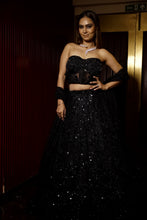 Midnight Elegance Black Embroidered Net Lehenga