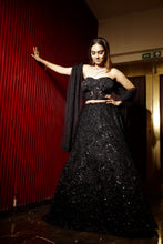 Midnight Elegance Black Embroidered Net Lehenga