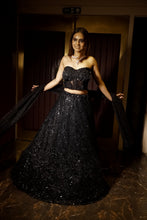Midnight Elegance Black Embroidered Net Lehenga