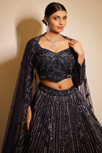 EKAYA - Indigo Blue Net Handwork with cutdana work stone & sequins work Lehenga Set