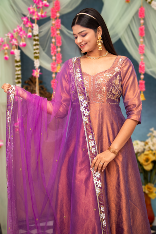 SIFRA - Sequins Aari Work Anarkali  With Cutdana Work And Butti Work Dupatta.