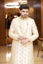 ROBYN-A soft IVORY Shade with Cream silk thread Embroidered Sherwani with plain pants