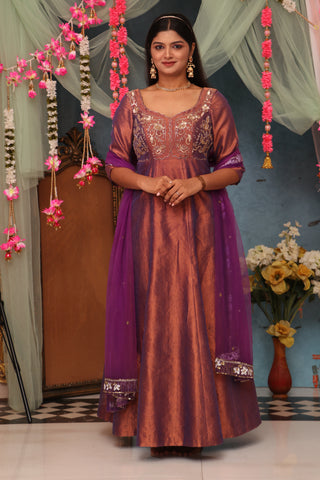 SIFRA - Sequins Aari Work Anarkali  With Cutdana Work And Butti Work Dupatta.