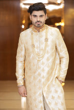 ROBYN-A soft IVORY Shade with Cream silk thread Embroidered Sherwani with plain pants