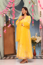 SIA-YELLOW Chikankari Sequins  Anarkali With Butti Work Dupatta With Border