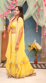 SIA- Amber Yellow Sequence  Ready To Wear Saree