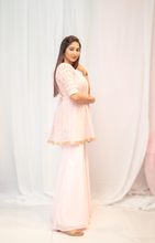 kiyohra- Rose Pink Handcrafted chikankari Peplum Jacket with Palazzo Set