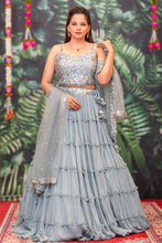 Mia -Silver wedding lehenga set in pearl, sequin and Stone