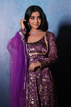 Anaash Purple Viscose Sequins Work Anarkali With Dupatta Butti Work With Border.